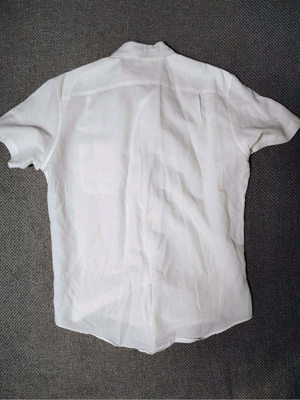 Nautica White Shirt Short Sleeve Cotton Ramie Linen Blend Pocket Men's Size M